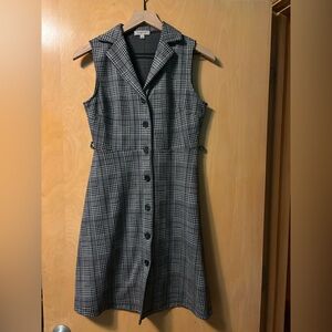 Gilli Black and Gray Checkered Midi Dress